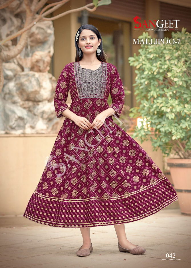 Sangeet Mallipoo 7 Anarkali Kurti Catalog